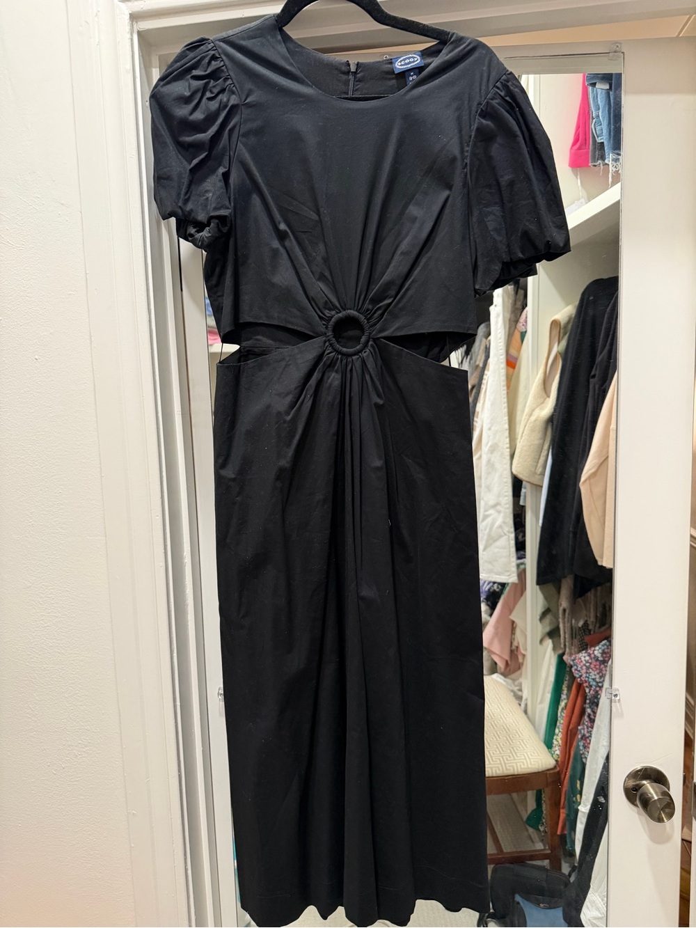 Scoop - Black Cutout Midi Dress with Ring Detail